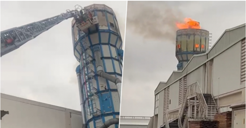 Bursa'da fabrikanın talaş silosunda yangın!